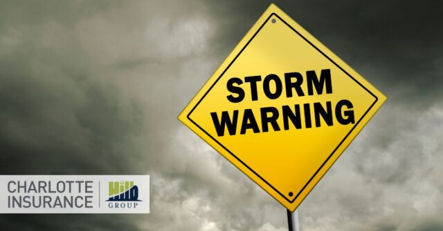 a 'storm warning' sign, reinforcing the need for apartment complexes to have the right insurance policies in place.